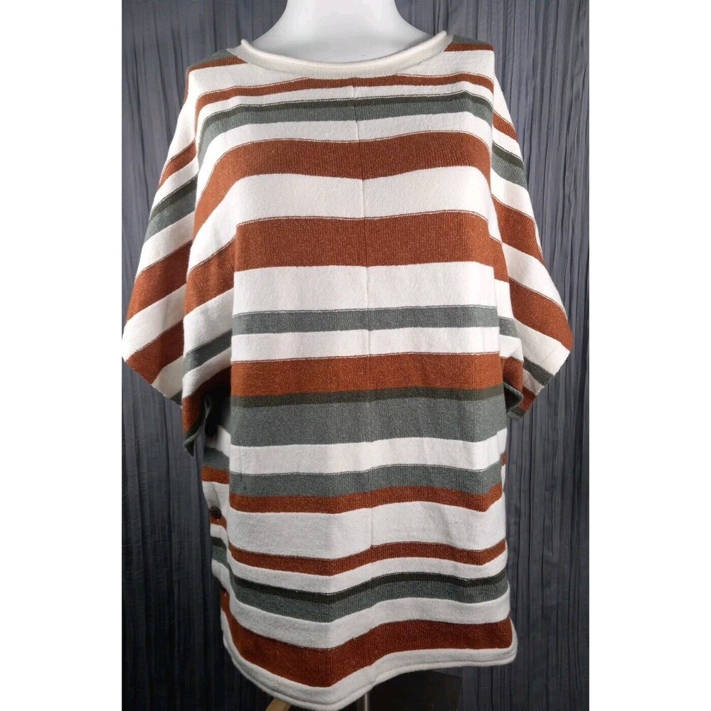 denim co naturals Womens Multi‎ Striped Knit Kimono Sleeve Sweater Size Large